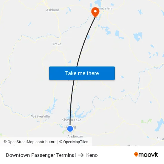 Downtown Passenger Terminal to Keno map