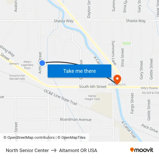 North Senior Center to Altamont OR USA map