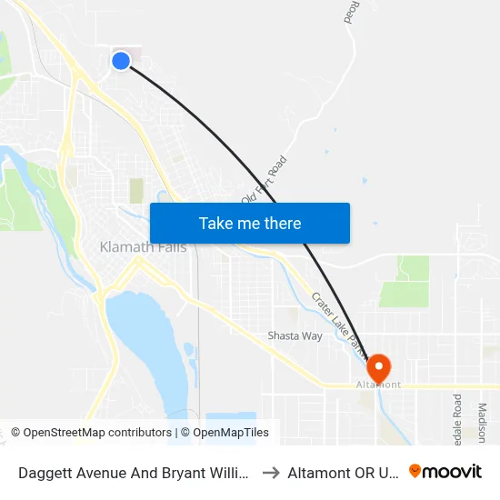 Daggett Avenue And Bryant Williams to Altamont OR USA map