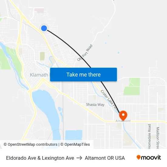 Eldorado Ave & Lexington Ave to Altamont OR USA map