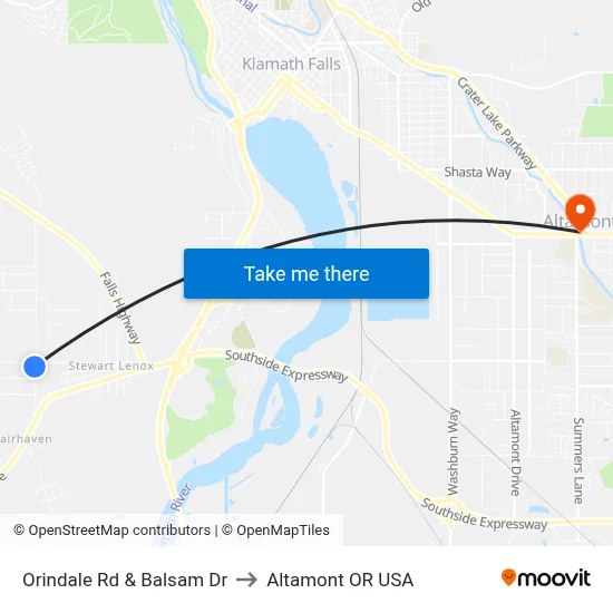Orindale Rd & Balsam Dr to Altamont OR USA map