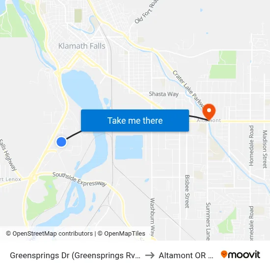 Greensprings Dr (Greensprings Rv Park) to Altamont OR USA map