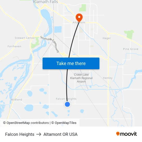 Falcon Heights to Altamont OR USA map