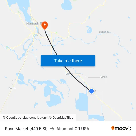 Ross Market (440 E St) to Altamont OR USA map