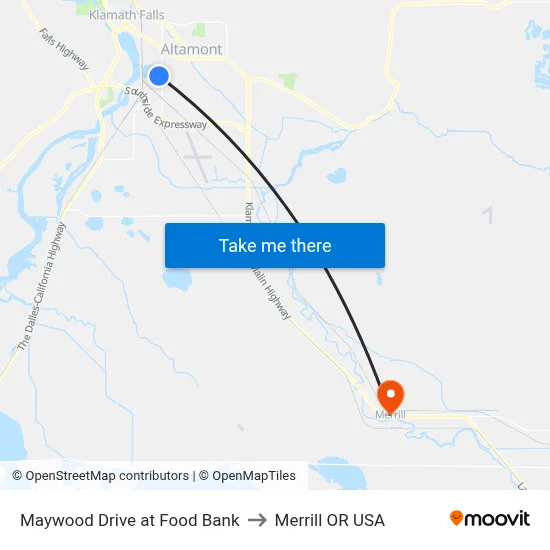Maywood Drive at Food Bank to Merrill OR USA map