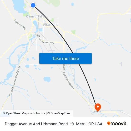 Dagget Avenue And Urhmann Road to Merrill OR USA map