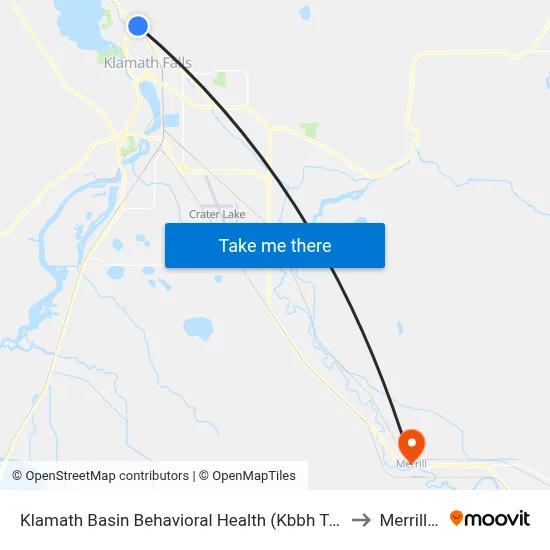 Klamath Basin Behavioral Health (Kbbh Top Parking Lot, 2220 Eldorado Ave) to Merrill OR USA map