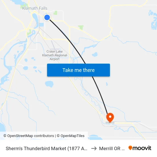 Sherm's Thunderbird Market (1877 Avalon St) to Merrill OR USA map