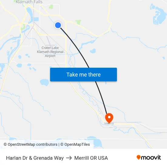 Harlan Dr & Grenada Way to Merrill OR USA map