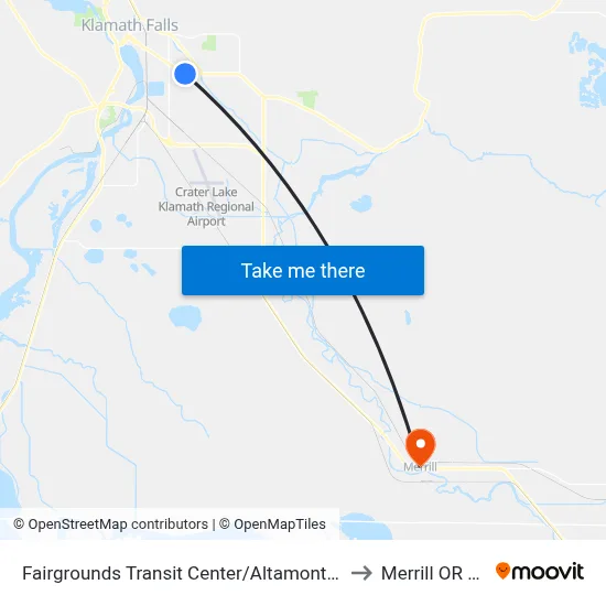 Fairgrounds Transit Center/Altamont Station to Merrill OR USA map