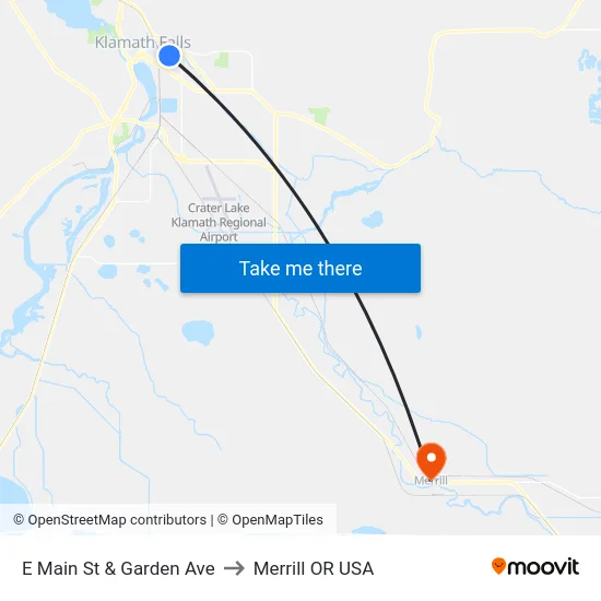 E Main St & Garden Ave to Merrill OR USA map
