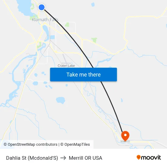 Dahlia St (Mcdonald'S) to Merrill OR USA map
