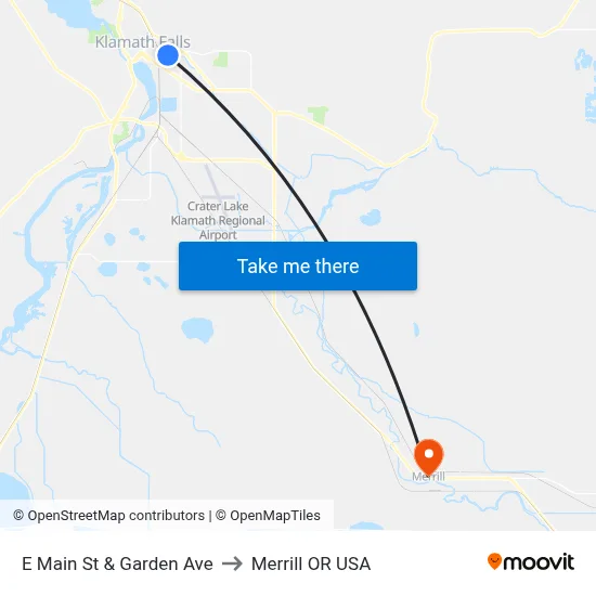 E Main St & Garden Ave to Merrill OR USA map