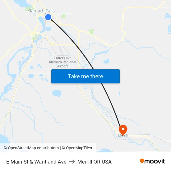 E Main St & Wantland Ave to Merrill OR USA map
