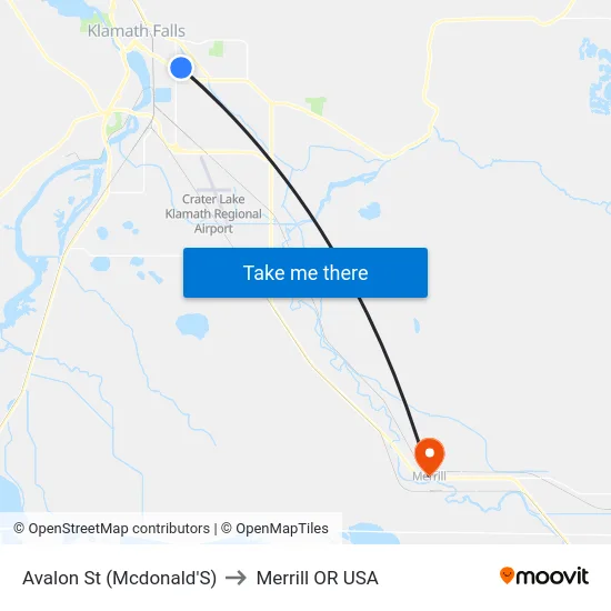 Avalon St (Mcdonald'S) to Merrill OR USA map