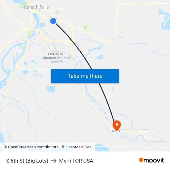 S 6th St (Big Lots) to Merrill OR USA map
