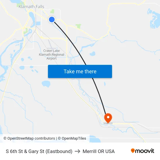 S 6th St & Gary St (Eastbound) to Merrill OR USA map