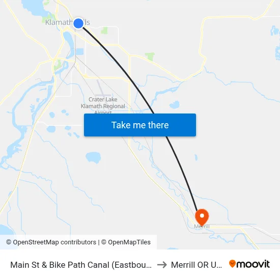 Main St & Bike Path Canal (Eastbound) to Merrill OR USA map