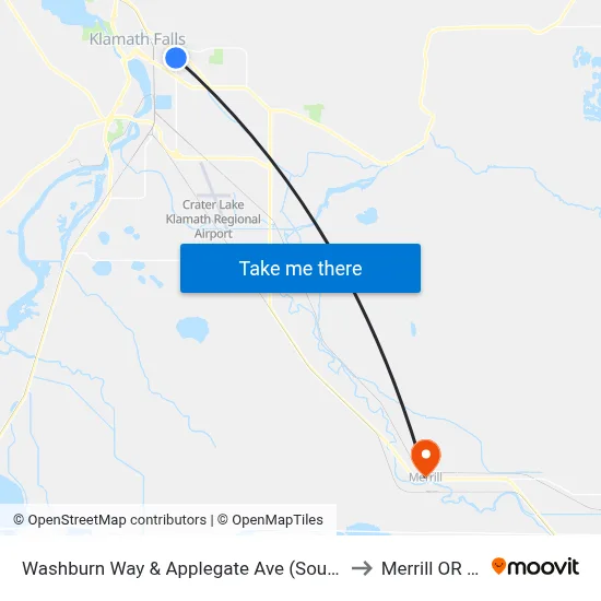 Washburn Way & Applegate Ave (Southbound) to Merrill OR USA map