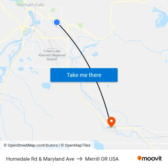 Homedale Rd & Maryland Ave to Merrill OR USA map