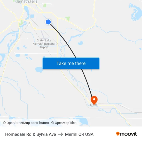 Homedale Rd & Sylvia Ave to Merrill OR USA map