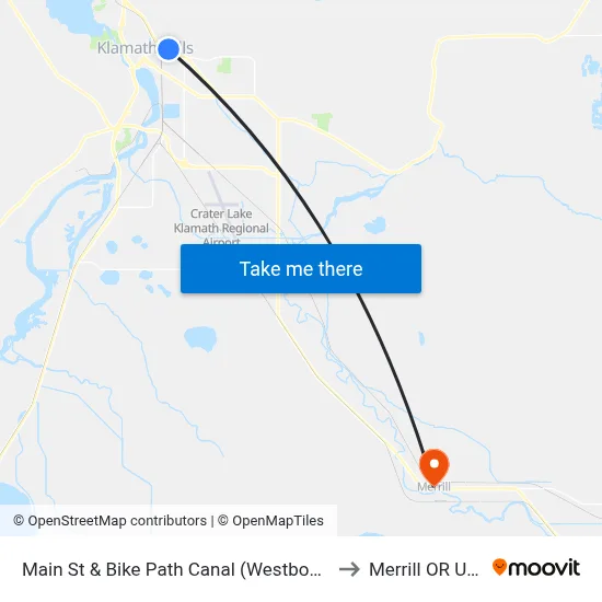 Main St & Bike Path Canal (Westbound) to Merrill OR USA map