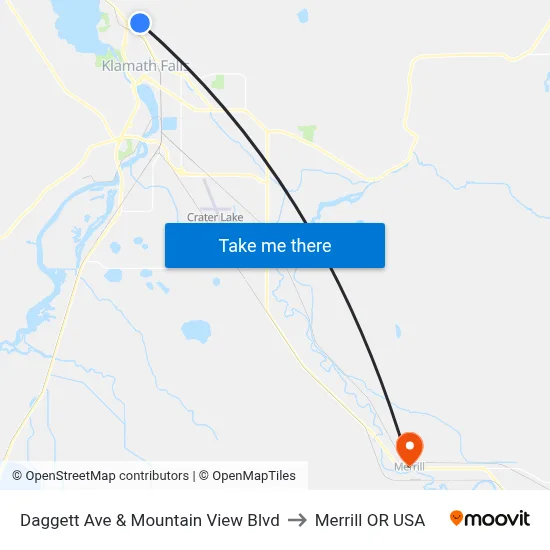Daggett Ave & Mountain View Blvd to Merrill OR USA map