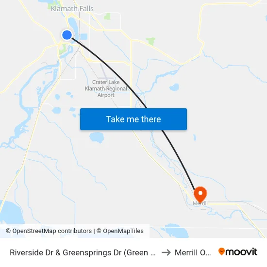Riverside Dr & Greensprings Dr (Green Springs Market) to Merrill OR USA map