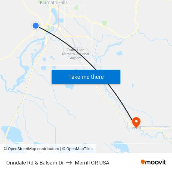 Orindale Rd & Balsam Dr to Merrill OR USA map