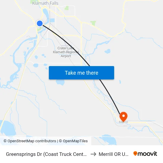 Greensprings Dr (Coast Truck Center) to Merrill OR USA map