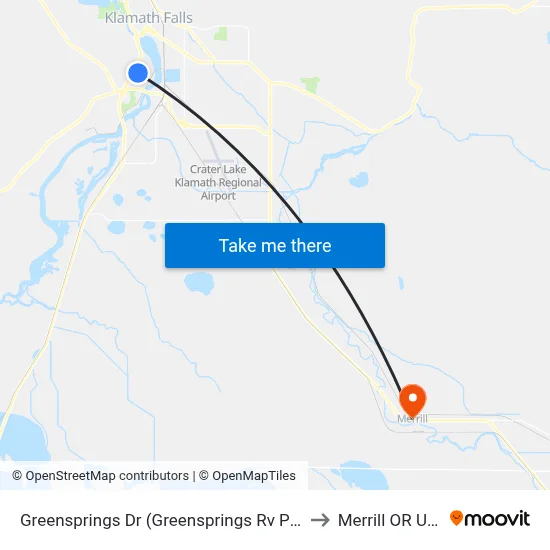 Greensprings Dr (Greensprings Rv Park) to Merrill OR USA map