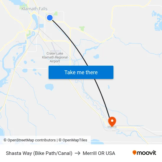 Shasta Way (Bike Path/Canal) to Merrill OR USA map