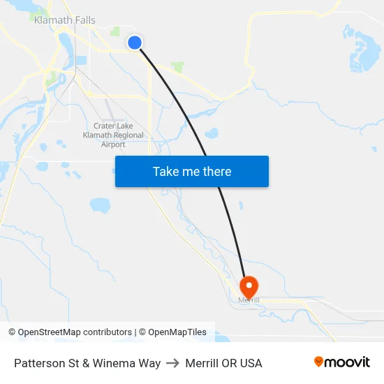 Patterson St & Winema Way to Merrill OR USA map