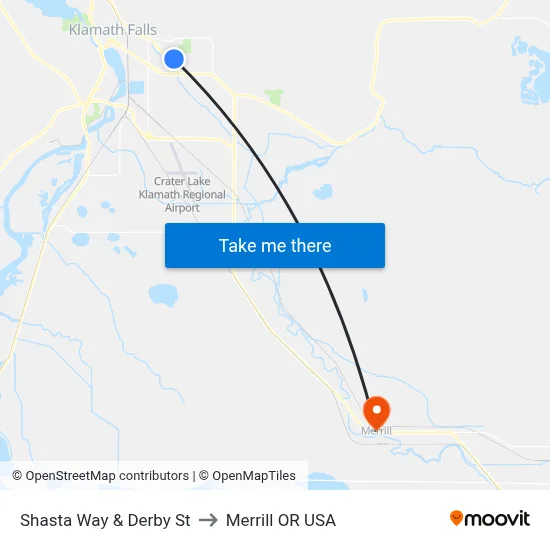Shasta Way & Derby St to Merrill OR USA map