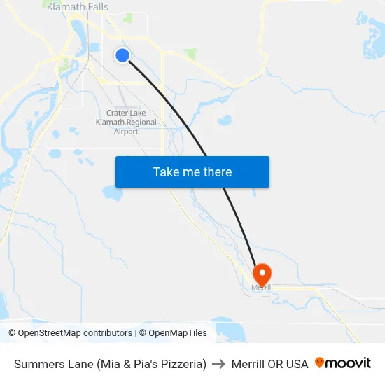 Summers Lane (Mia & Pia's Pizzeria) to Merrill OR USA map