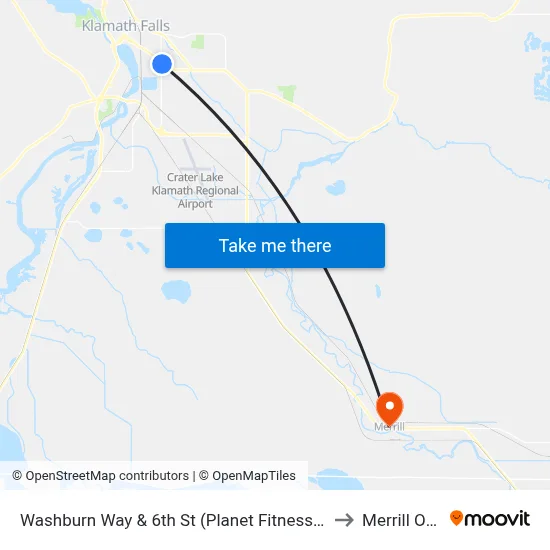 Washburn Way & 6th St (Planet Fitness/Natural Grocers) to Merrill OR USA map