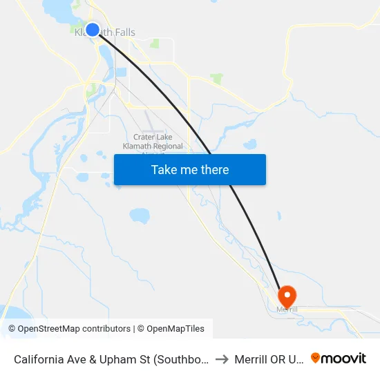 California Ave & Upham St (Southbound) to Merrill OR USA map