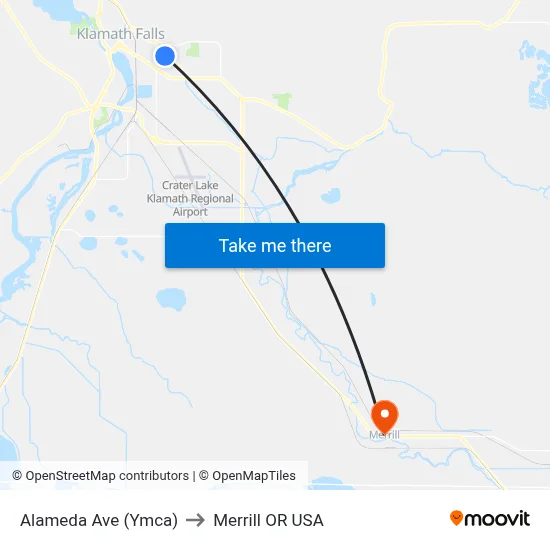 Alameda Ave (Ymca) to Merrill OR USA map