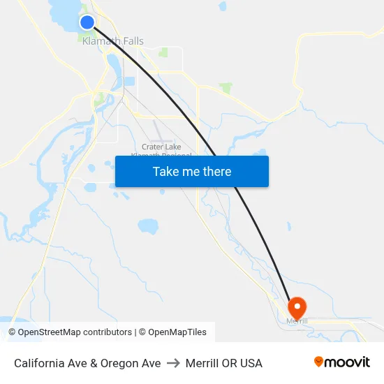 California Ave & Oregon Ave to Merrill OR USA map