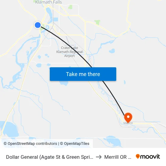 Dollar General (Agate St & Green Springs Dr) to Merrill OR USA map