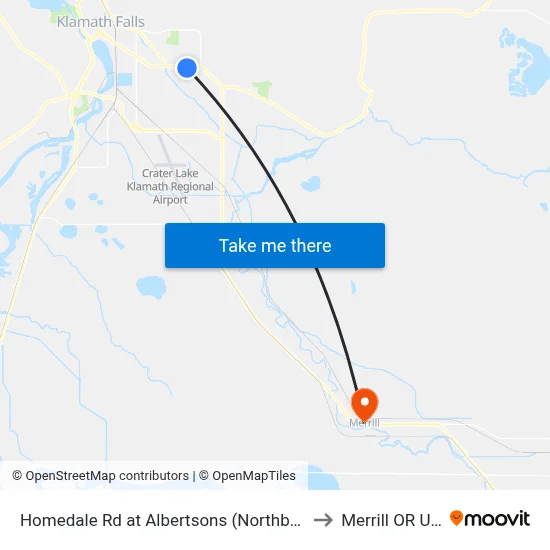 Homedale Rd at Albertsons (Northbound) to Merrill OR USA map
