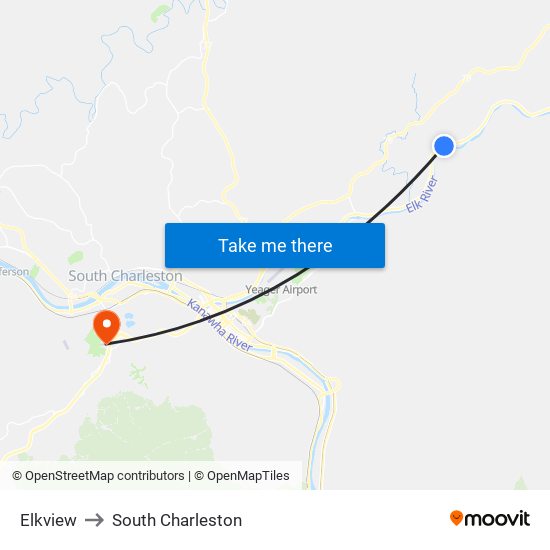 Elkview to South Charleston map