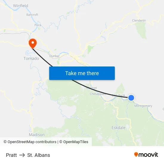 Pratt to St. Albans map