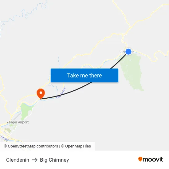 Clendenin to Big Chimney map