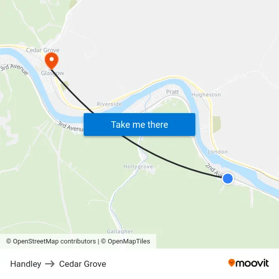 Handley to Cedar Grove map