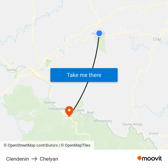 Clendenin to Chelyan map