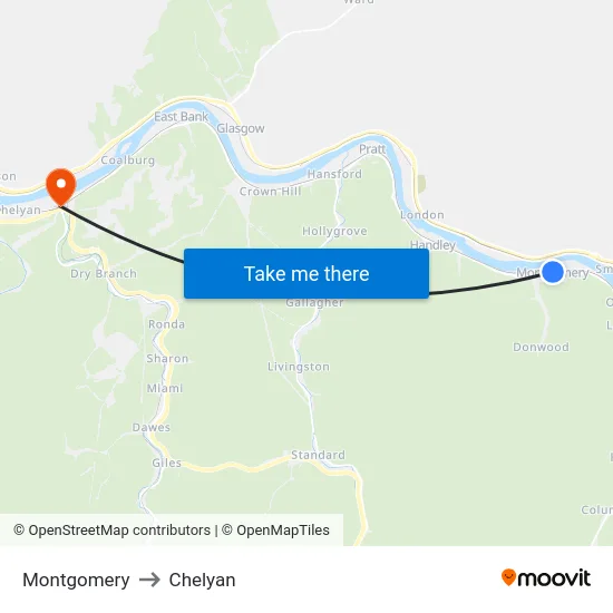 Montgomery to Chelyan map