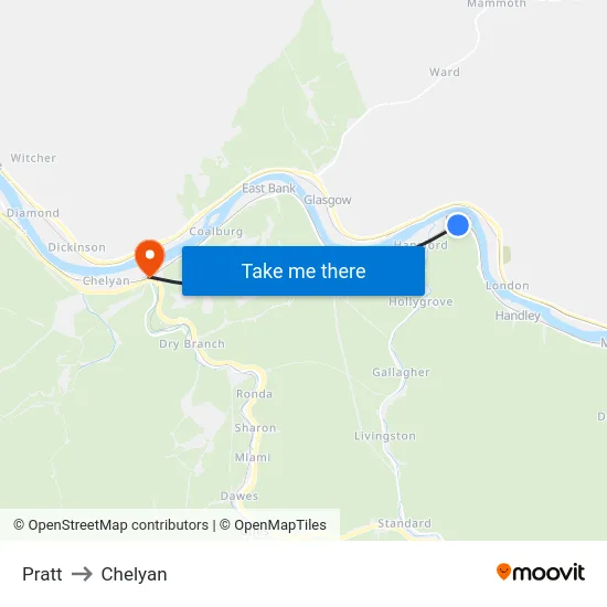 Pratt to Chelyan map