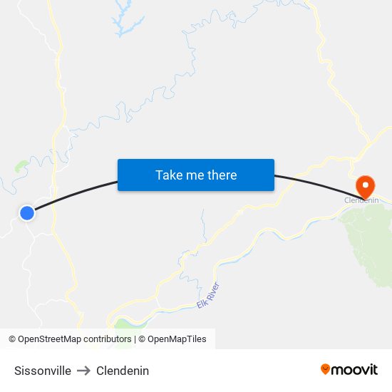 Sissonville to Clendenin map