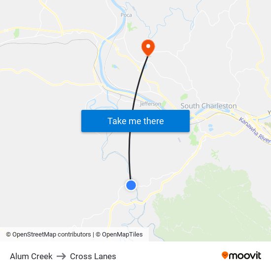 Alum Creek to Cross Lanes map